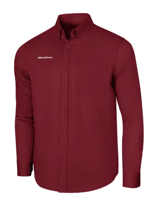 Long Sleeve Maroon Superpro React Twill Shirt w/RehabVisions Logo