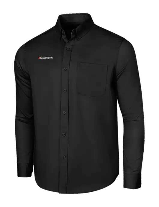Long Sleeve Deep Black Superpro React Twill Shirt w/RehabVisions Logo