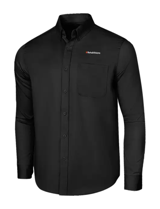 Long Sleeve Deep Black Superpro React Twill Shirt w/RehabVisions Logo