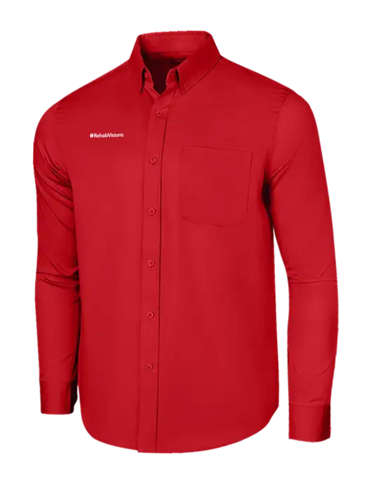 Long Sleeve Red Superpro React Twill Shirt w/RehabVisions Logo