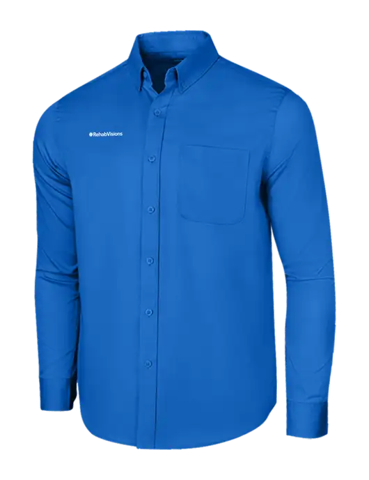 Long Sleeve Royal Blue Superpro React Twill Shirt w/RehabVisions Logo