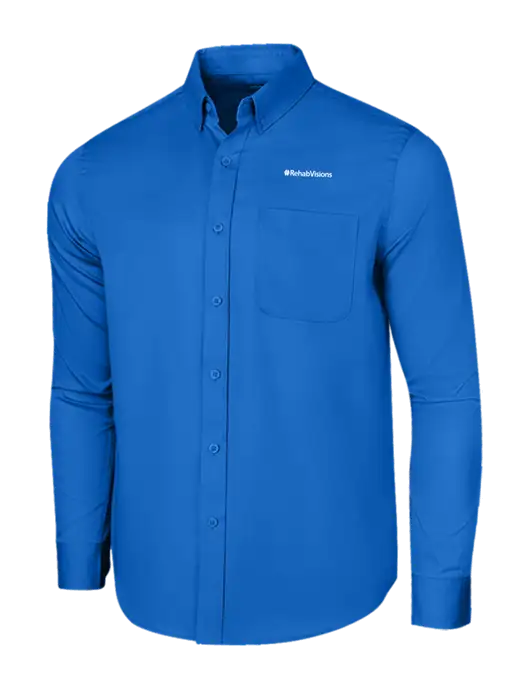 Long Sleeve Royal Blue Superpro React Twill Shirt w/RehabVisions Logo