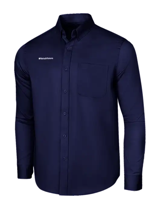Long Sleeve Navy Superpro React Twill Shirt w/RehabVisions Logo