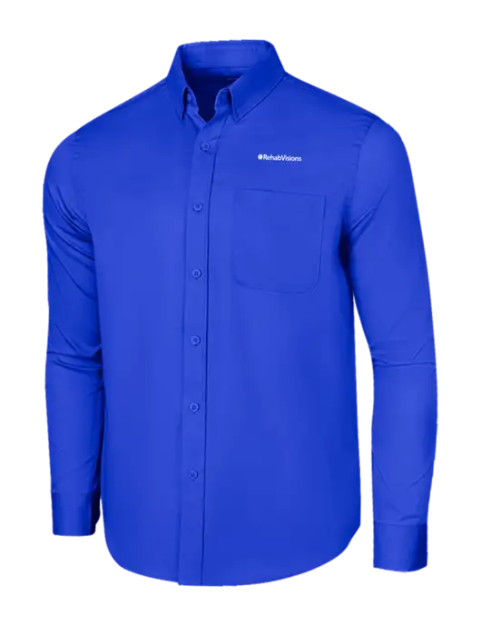 Long Sleeve Dark Royal Superpro React Twill Shirt w/RehabVisions Logo