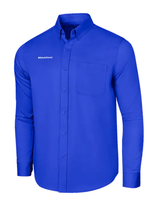 Long Sleeve Dark Royal Superpro React Twill Shirt w/RehabVisions Logo