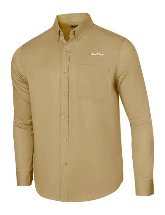 Long Sleeve Dark Tan Superpro React Twill Shirt w/RehabVisions Logo