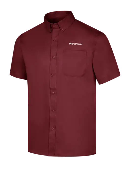 Short Sleeve Maroon Superpro React Twill Shirt w/RehabVisions Logo