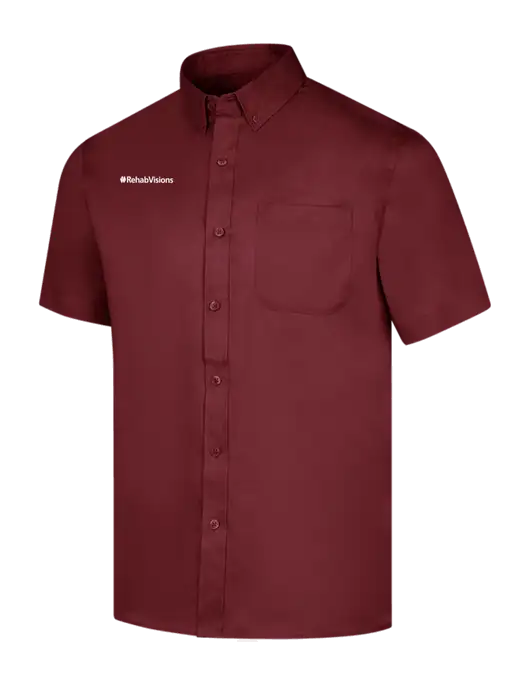 Short Sleeve Maroon Superpro React Twill Shirt w/RehabVisions Logo