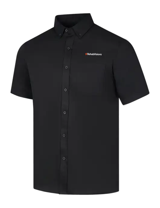Short Sleeve Deep Black Superpro React Twill Shirt w/RehabVisions Logo