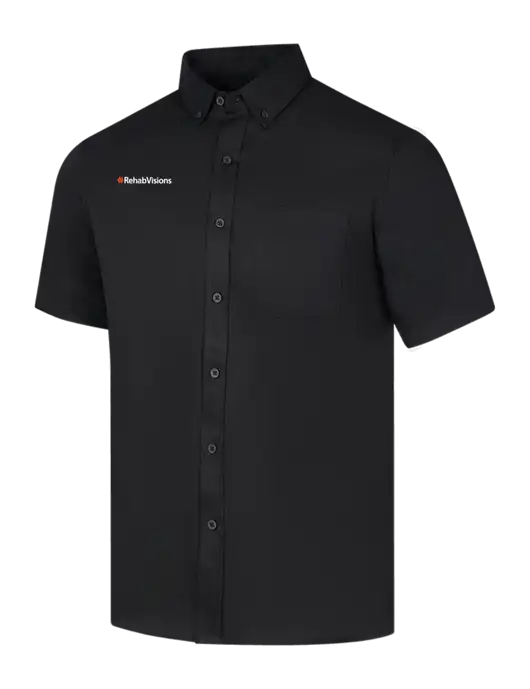 Short Sleeve Deep Black Superpro React Twill Shirt w/RehabVisions Logo
