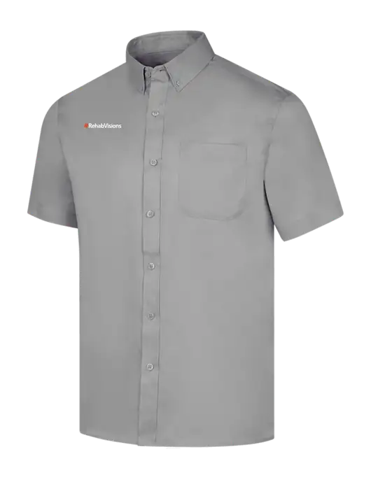 Short Sleeve Light Grey Superpro React Twill Shirt w/RehabVisions Logo