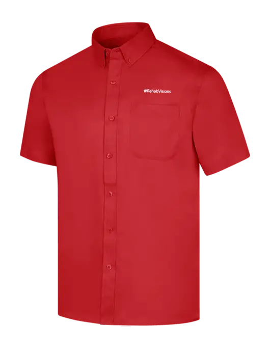 Short Sleeve Red Superpro React Twill Shirt w/RehabVisions Logo