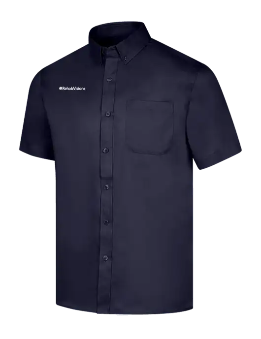 Short Sleeve Navy Superpro React Twill Shirt w/RehabVisions Logo