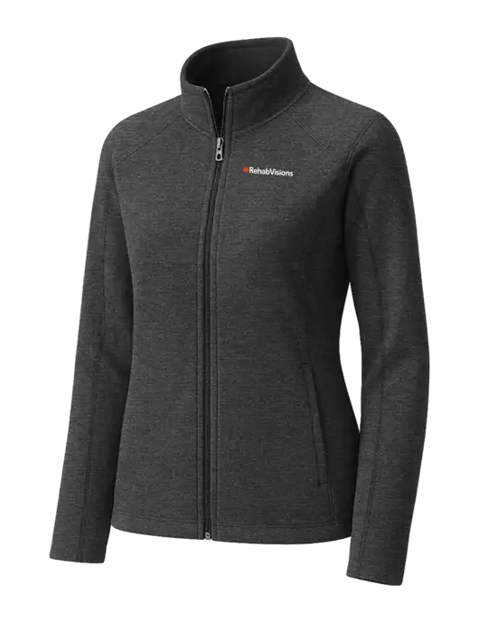 Charcoal Womens Heather Microfleece Full-Zip Jacket w/RehabVisions Logo