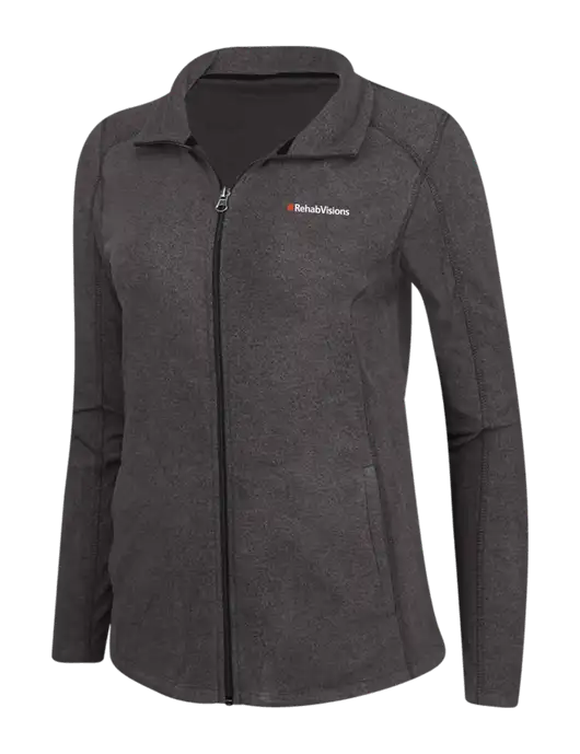 Charcoal Womens Heather Microfleece Full-Zip Jacket w/RehabVisions Logo