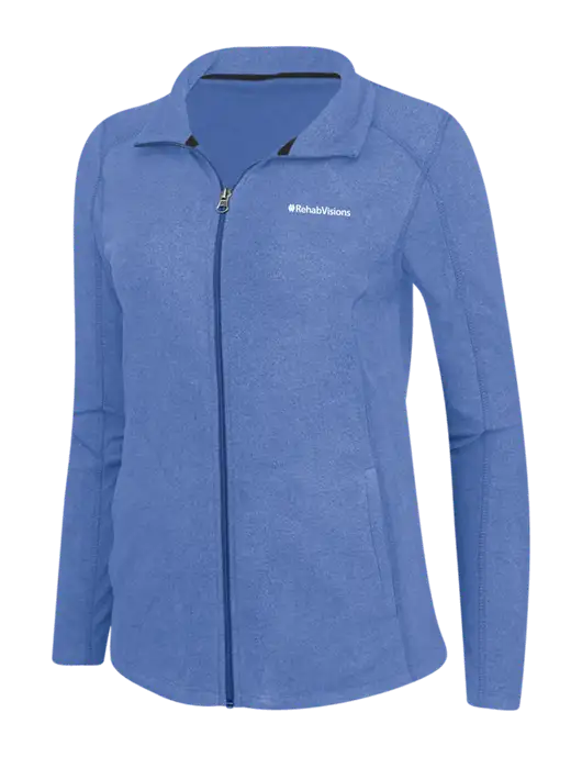 Light Royal Heather Womens Microfleece Full-Zip Jacket w/RehabVisions Logo