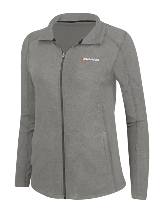Medium Grey Womens Heather Microfleece Full-Zip Jacket w/RehabVisions Logo