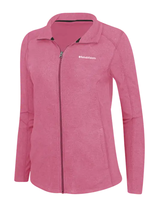Fuchsia Heather Womens Heather Microfleece Full-Zip Jacket w/RehabVisions Logo
