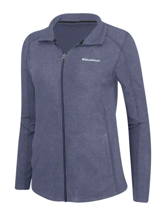 Light Navy Heather Womens Microfleece Full-Zip Jacket w/RehabVisions Logo
