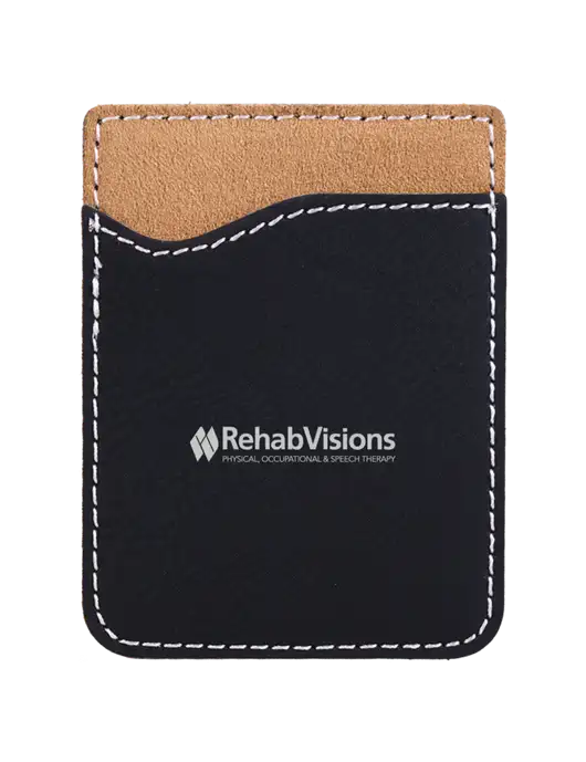 Black Laserable Leatherette Phone Wallet w/RehabVisions Logo