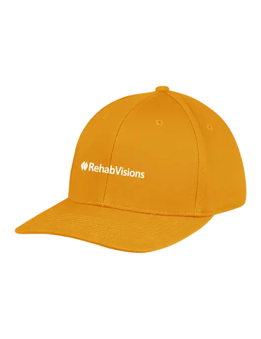 Premium Modern Structured Twill Yellow Gold Snapback Cap
 w/RehabVisions Logo