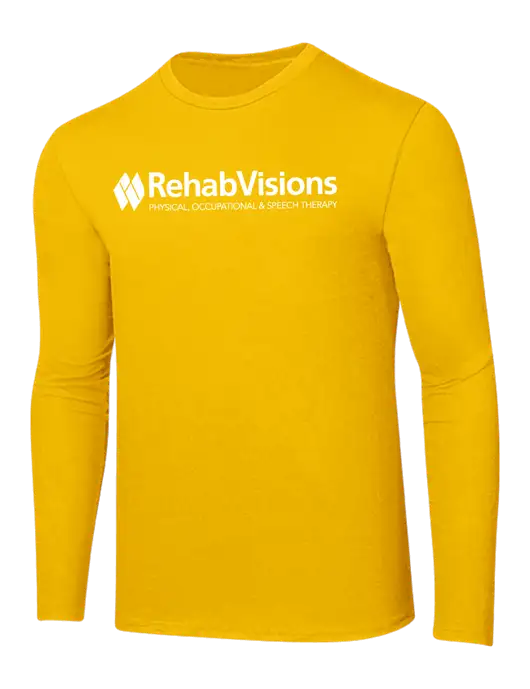 Ring Spun Yellow Gold 4.5 oz Long Sleeve T-Shirt
 w/RehabVisions Logo