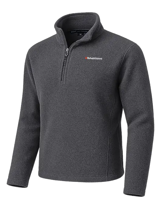Dark Grey Fleece 1/4-Zip Pullover w/RehabVisions Logo