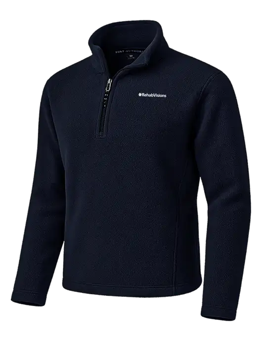 Navy Fleece 1/4-Zip Pullover w/RehabVisions Logo