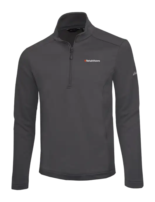 Eddie Bauer Dark Grey Smooth Mid Layer Fleece 1/2-Zip w/RehabVisions Logo