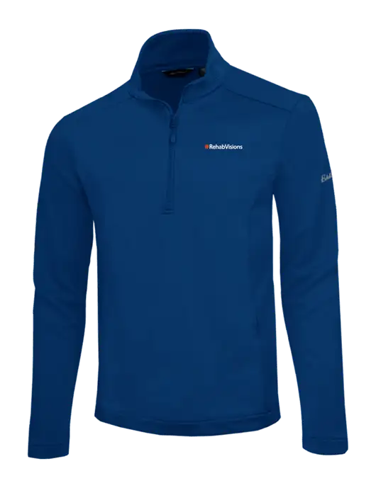 Eddie Bauer Dark Royal Smooth Mid Layer Fleece 1/2-Zip w/RehabVisions Logo