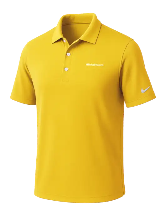 NIKE Yellow Gold Dri-Fit Micro Pique 2.0 Polo
 w/RehabVisions Logo