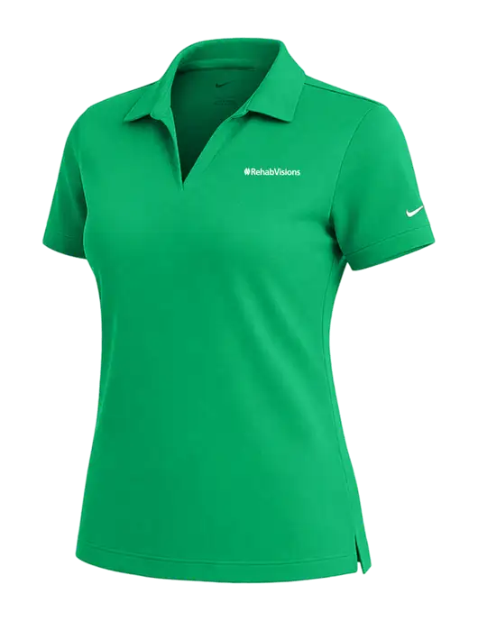NIKE Kelly Green Womens Dri-Fit Micro Pique Polo w/RehabVisions Logo