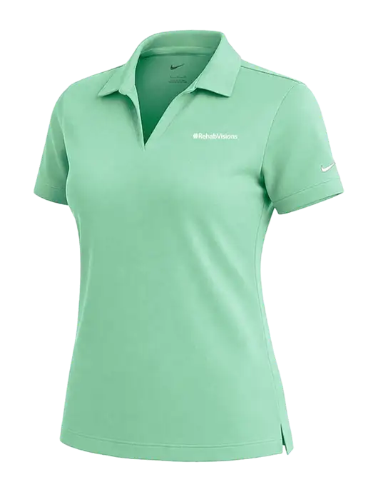 NIKE Very Light Green Womens Dri-Fit Micro Pique Polo w/RehabVisions Logo