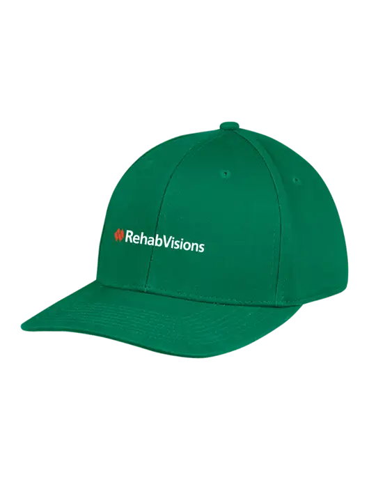 Premium Modern Structured Twill Kelly Green Snapback Cap w/RehabVisions Logo