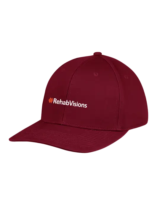 Premium Modern Structured Twill Maroon Snapback Cap w/RehabVisions Logo