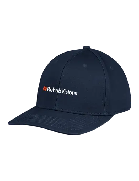 Premium Modern Structured Twill Navy Snapback Cap w/RehabVisions Logo