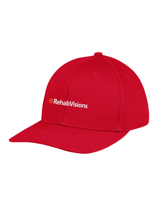 Premium Modern Structured Twill Red Snapback Cap w/RehabVisions Logo