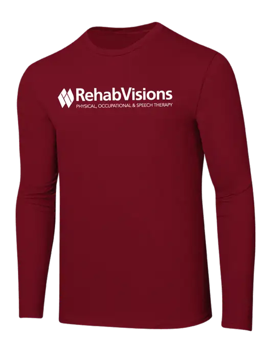 Ring Spun Cardinal 4.5 oz Long Sleeve T-Shirt w/RehabVisions Logo