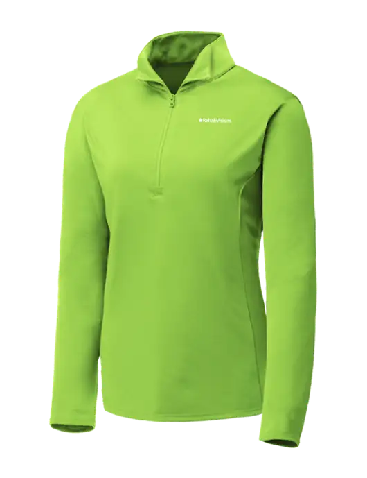 Lime Shock Womens Posicharge Competitor ¼ Zip Pullover w/RehabVisions Logo