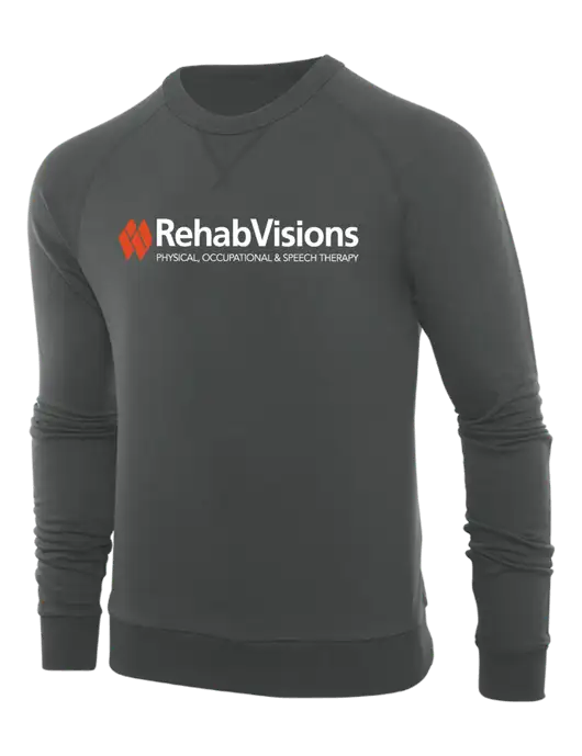 Allmade Charcoal Grey Organic French Terry Crewneck Sweatshirt w/RehabVisions Logo