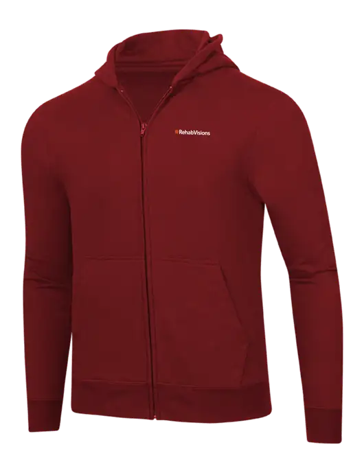 Cardinal 8.5 oz Ring Spun Zip Hooded Sweatshirt w/RehabVisions Logo