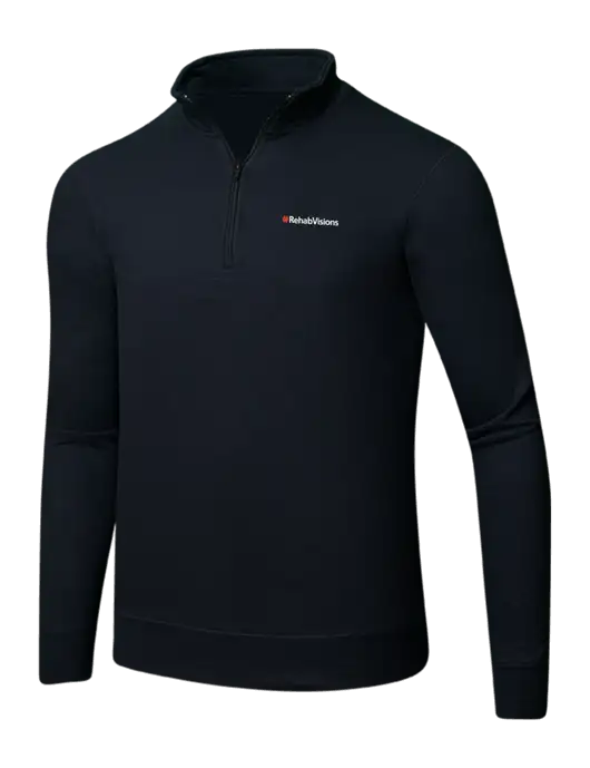 Jet Black 8.5 oz Ring Spun 1/4 Zip Pullover Sweatshirt w/RehabVisions Logo