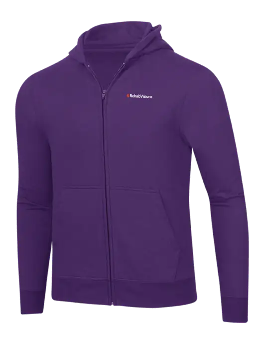 Purple 8.5 oz Ring Spun Zip Hooded Sweatshirt w/RehabVisions Logo