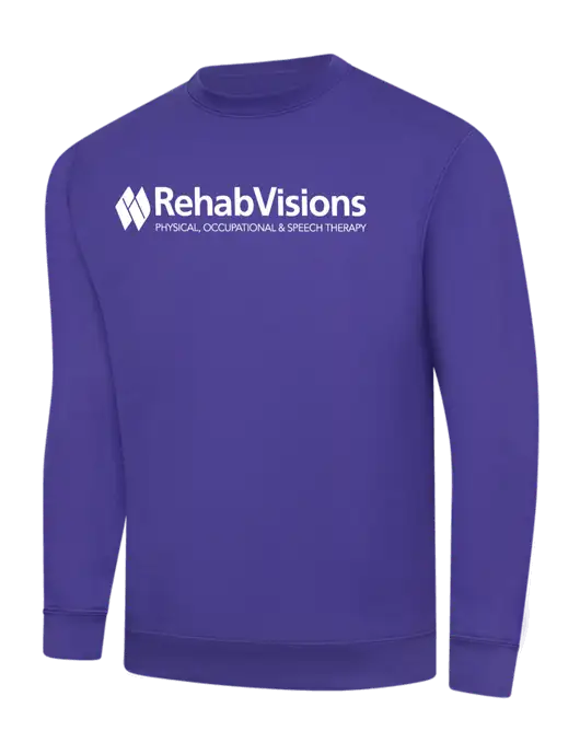 Purple 9 oz 50/50 Cotton/Poly Crew Sweatshirt w/RehabVisions Logo