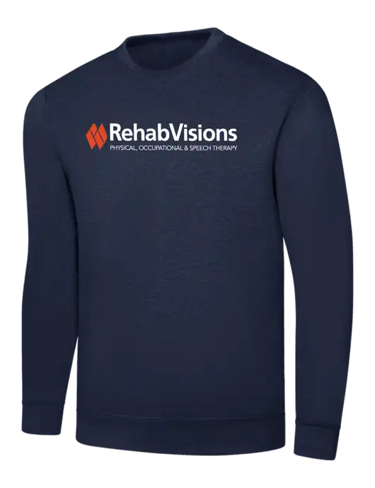 Navy 7.8 oz Ring Spun Crew Sweatshirt w/RehabVisions Logo