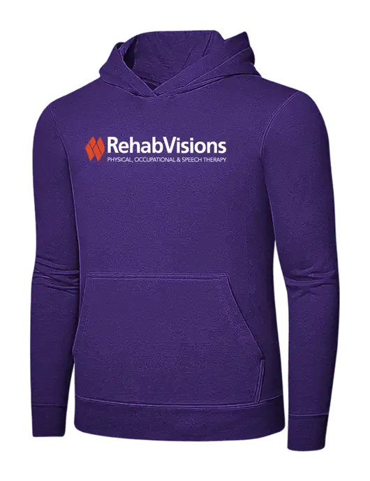 Purple 7.8 oz Ring Spun Hooded Sweatshirt w/RehabVisions Logo