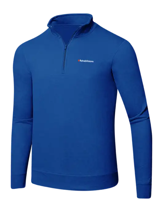 True Royal 8.5 oz Ring Spun 1/4 Zip Pullover Sweatshirt w/RehabVisions Logo