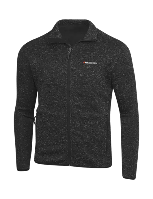 Black Heather Sweater Fleece Jacket w/RehabVisions Logo