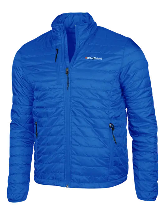 Dark Royal Blue Puffy Packable Jacket w/RehabVisions Logo