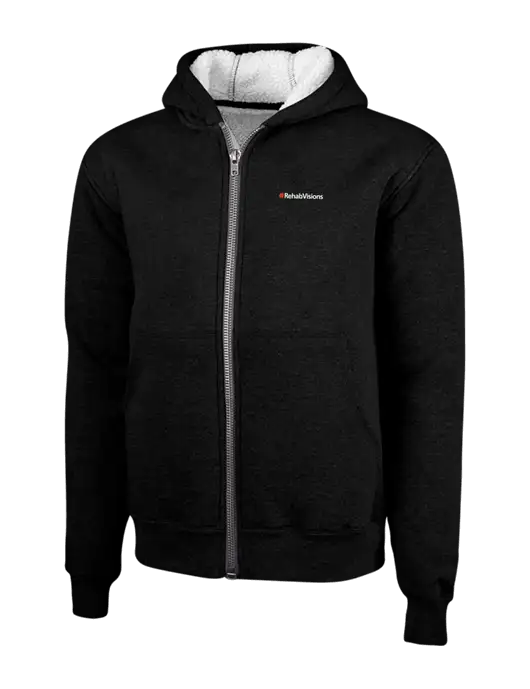 Cornerstone Black Heavyweight Sherpa Lined Hooded Fleece Jacket w/RehabVisions Logo